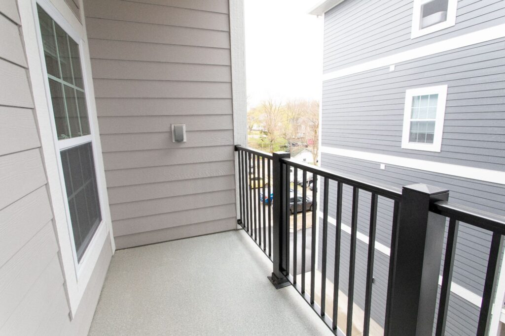 Private balcony view from apartments near Purdue University at 120 Flats
